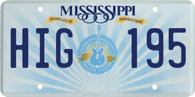 MS license plate HIG195