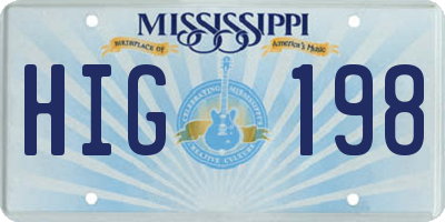 MS license plate HIG198