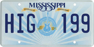 MS license plate HIG199