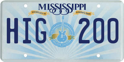 MS license plate HIG200