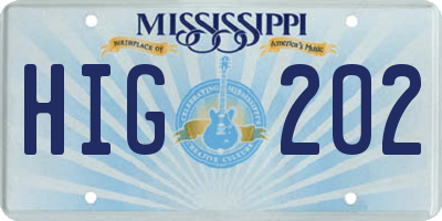 MS license plate HIG202