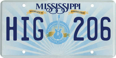 MS license plate HIG206