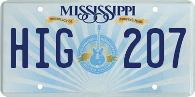 MS license plate HIG207