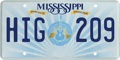 MS license plate HIG209