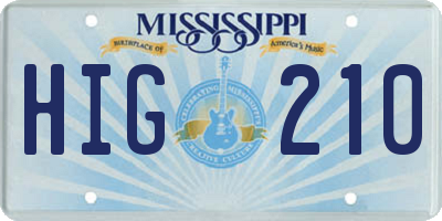 MS license plate HIG210