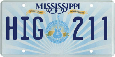 MS license plate HIG211