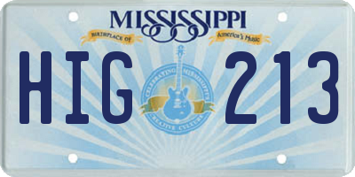 MS license plate HIG213