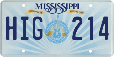 MS license plate HIG214