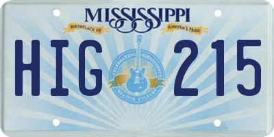 MS license plate HIG215