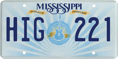 MS license plate HIG221