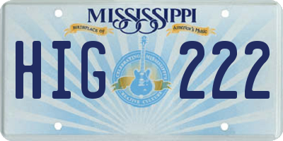 MS license plate HIG222