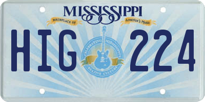 MS license plate HIG224