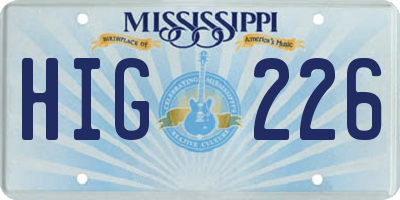 MS license plate HIG226