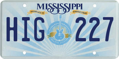 MS license plate HIG227