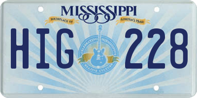 MS license plate HIG228