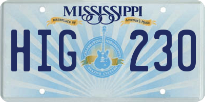 MS license plate HIG230