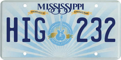 MS license plate HIG232
