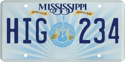 MS license plate HIG234