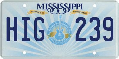 MS license plate HIG239