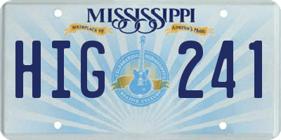 MS license plate HIG241