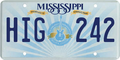 MS license plate HIG242