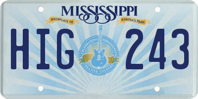 MS license plate HIG243