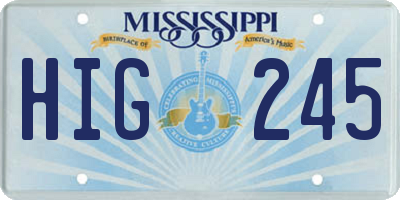 MS license plate HIG245
