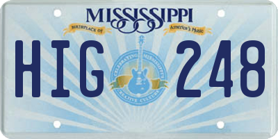 MS license plate HIG248