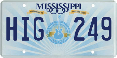 MS license plate HIG249