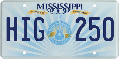 MS license plate HIG250