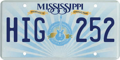 MS license plate HIG252