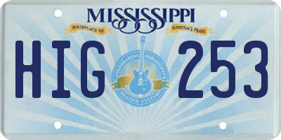 MS license plate HIG253