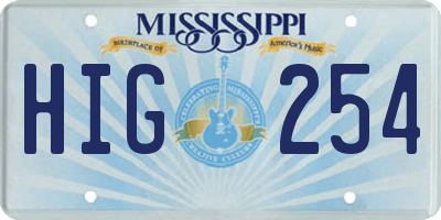 MS license plate HIG254