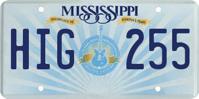 MS license plate HIG255