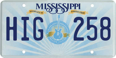 MS license plate HIG258