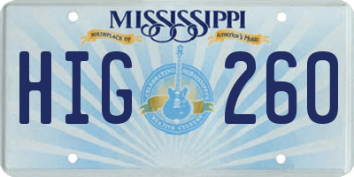 MS license plate HIG260