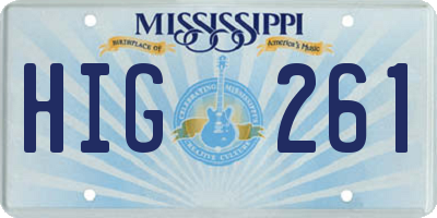 MS license plate HIG261