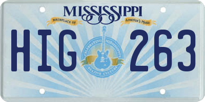 MS license plate HIG263