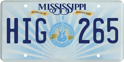 MS license plate HIG265