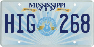 MS license plate HIG268