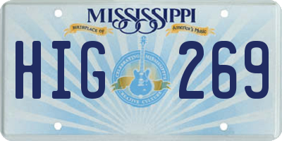 MS license plate HIG269