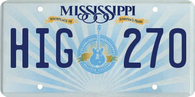 MS license plate HIG270