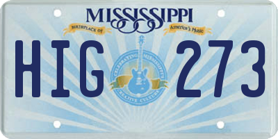 MS license plate HIG273