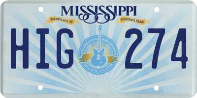 MS license plate HIG274