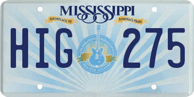 MS license plate HIG275