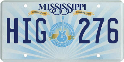 MS license plate HIG276