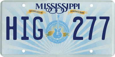 MS license plate HIG277