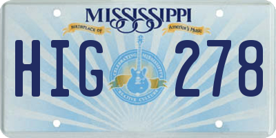 MS license plate HIG278