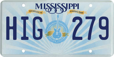 MS license plate HIG279