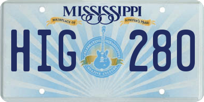 MS license plate HIG280